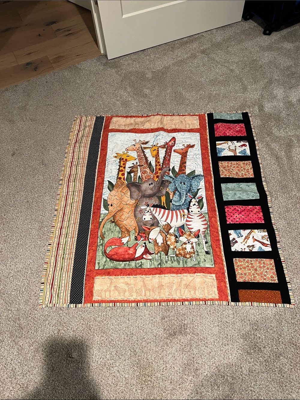 Handmade Animal Patchwork Quilt in Multicolor